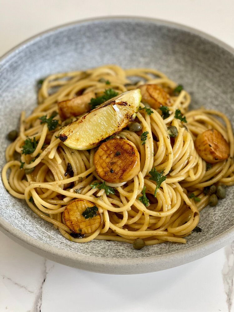 VEGAN SCALLOPS AND CAPERS LINGUINE