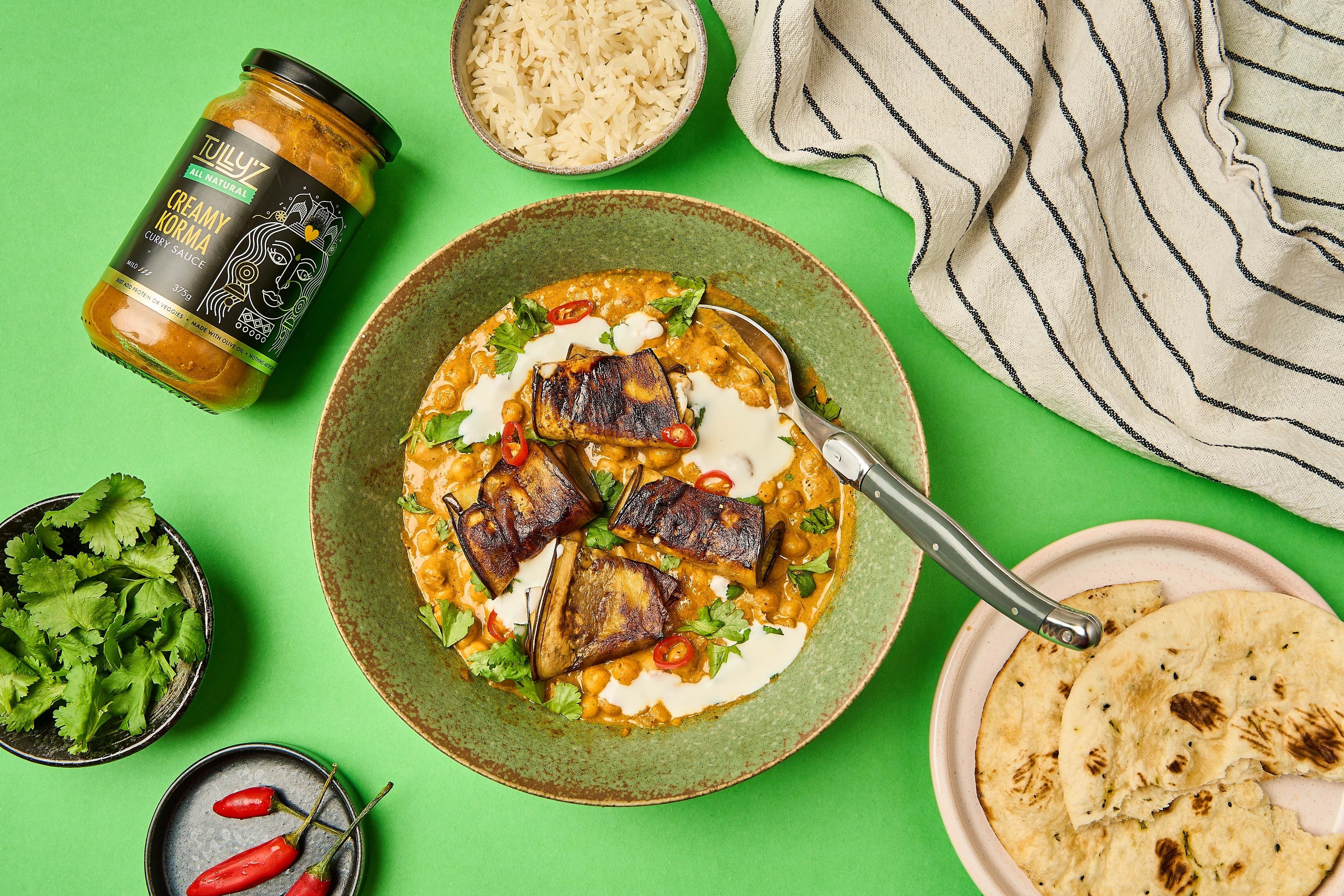 Creamy Korma Eggplant & Chickpea Curry – A Hearty Veggie Dish – Tully'z Kitchen