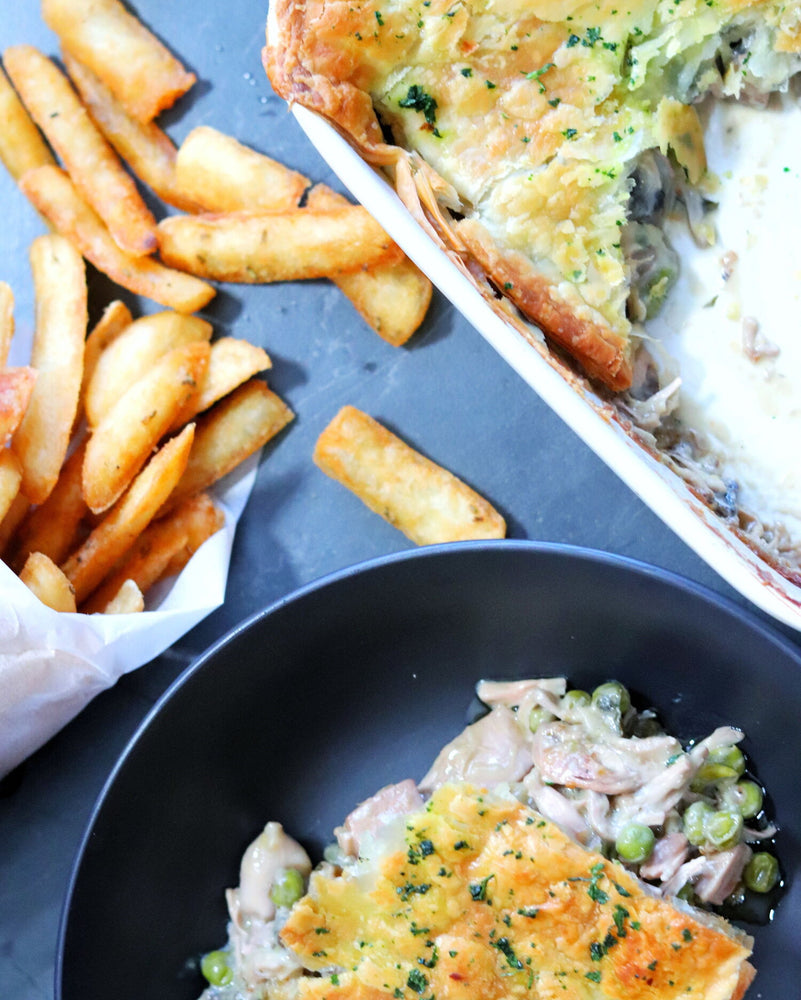 Creamy 'no chicken' & Leek pie